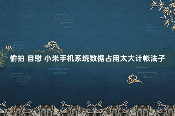 偷拍 自慰 小米手机系统数据占用太大计帐法子