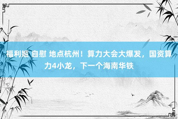 福利姬 自慰 地点杭州！算力大会大爆发，国资算力4小龙，下一个海南华铁